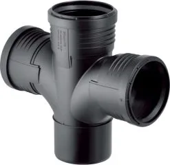 Geberit Silent PP Abzweig 390567141 DN 110/110/75, Mit Innenradius, 87,5Grad, 2-fach