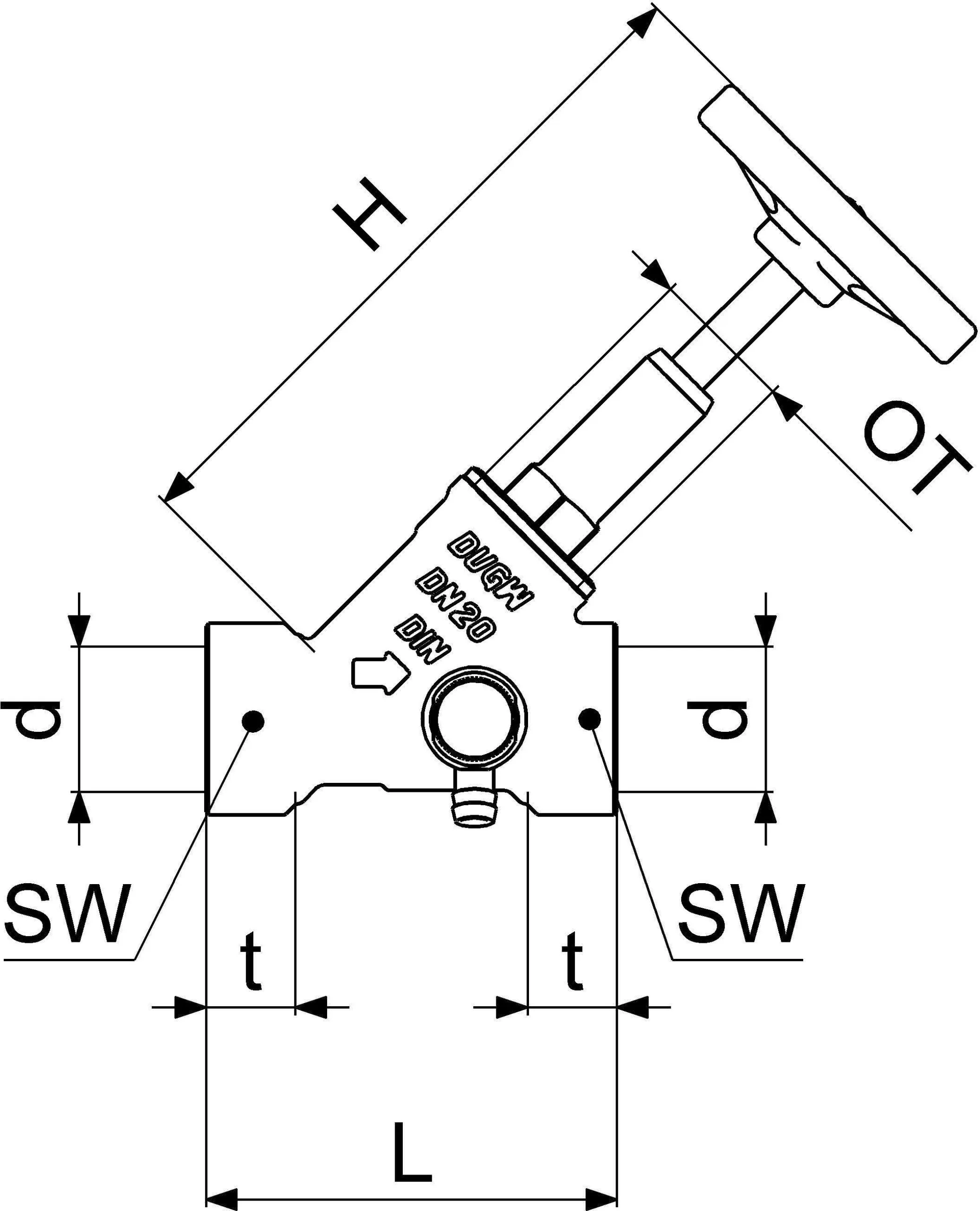 SCHLÖSSER Schlösser Freistromventil 0015102000001 DN 20, Rp 3/4, Mit Entleerung, Steigende Spindel 2 SCHLÖSSER Schlösser Freistromventil 0015102000001 DN 20, Rp 3/4, Mit Entleerung, Steigende Spindel – Bild 2