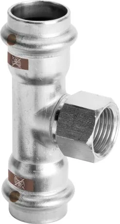 Viega Temponox T-Stück 809102 42 X Rp 1/2 X 42 Mm, Stahl, Nicht Rostend, Rp-Gewinde, SC-Contur